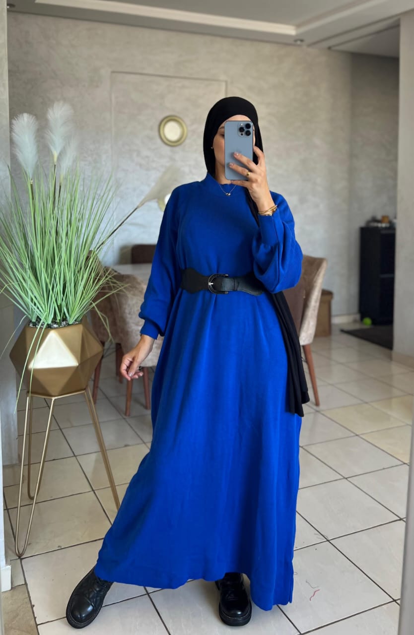 Robe en laine couleur unie