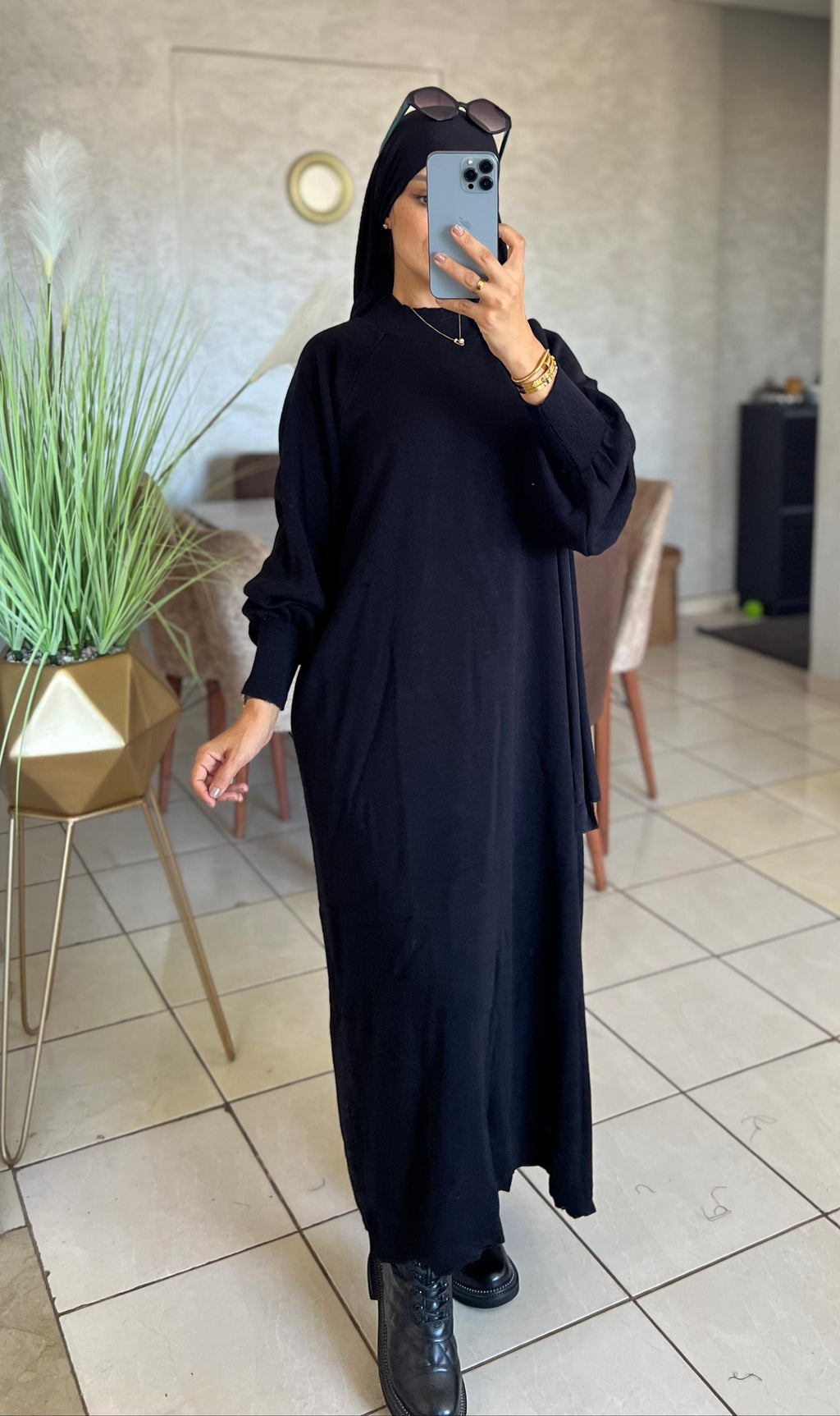 Robe en laine couleur unie