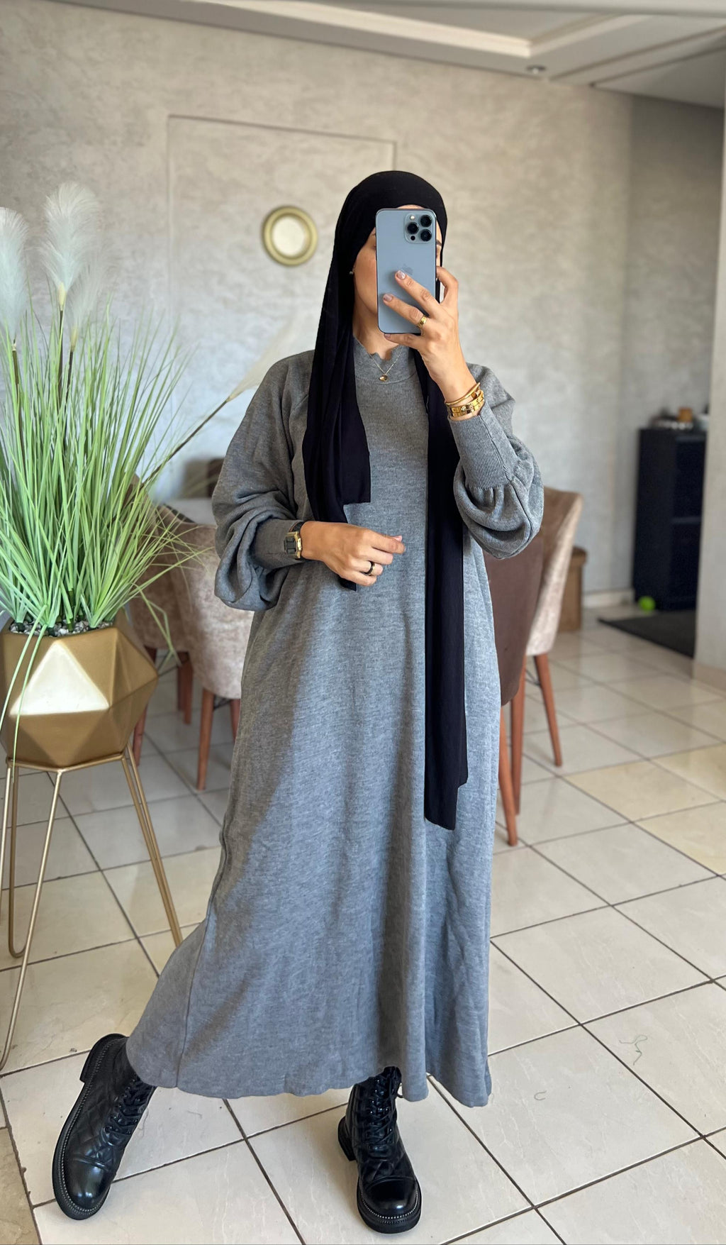 Robe en laine couleur unie