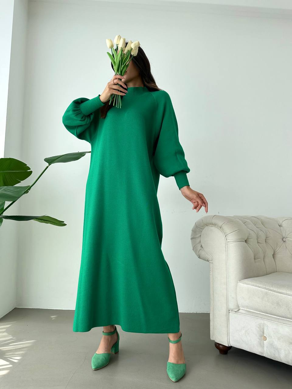 Robe en laine couleur unie