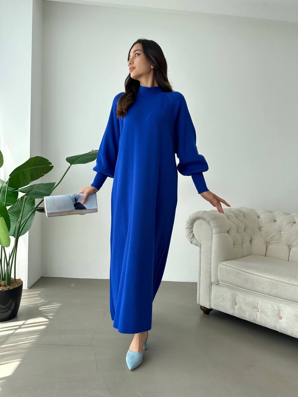Robe en laine couleur unie