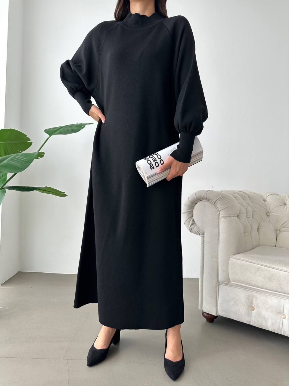 Robe en laine couleur unie