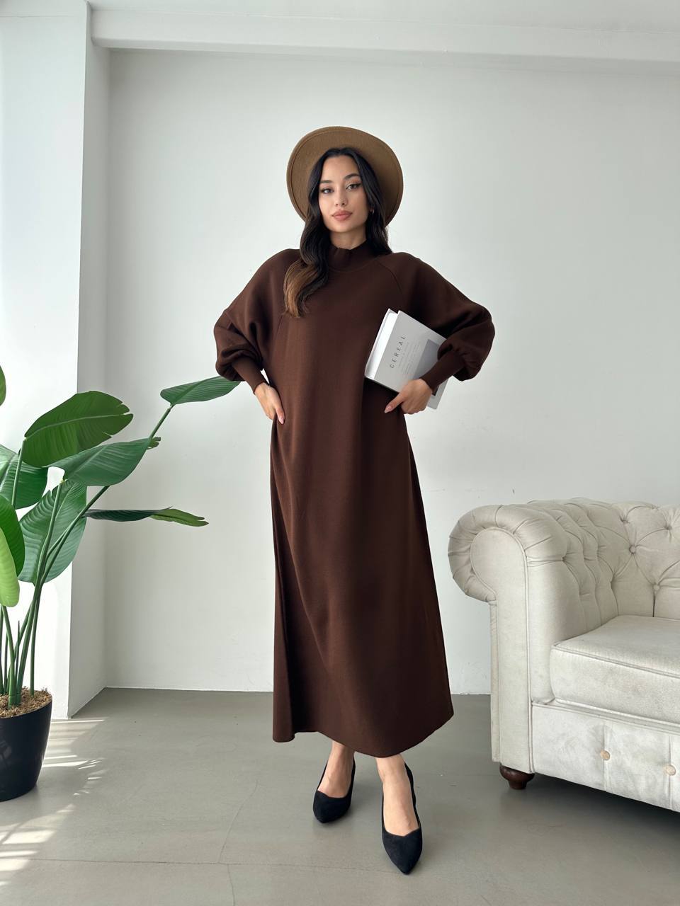 Robe en laine couleur unie
