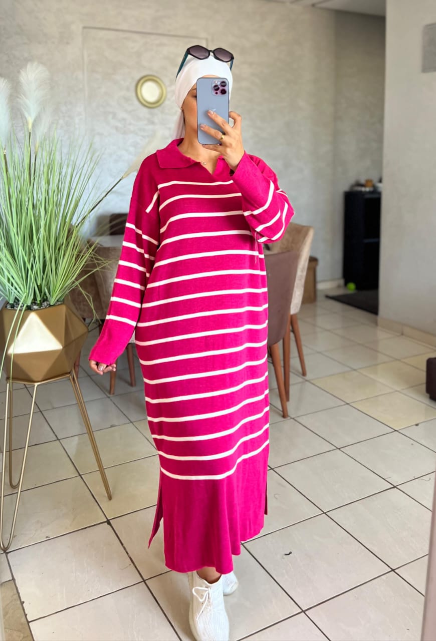Robe en Laine à Rayures