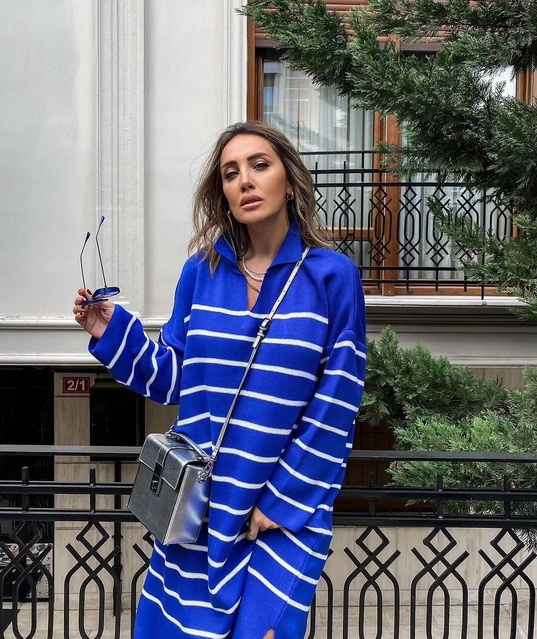 Robe en Laine à Rayures