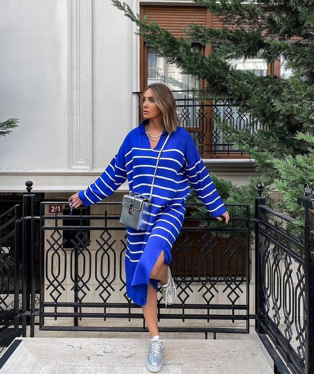 Robe en Laine à Rayures