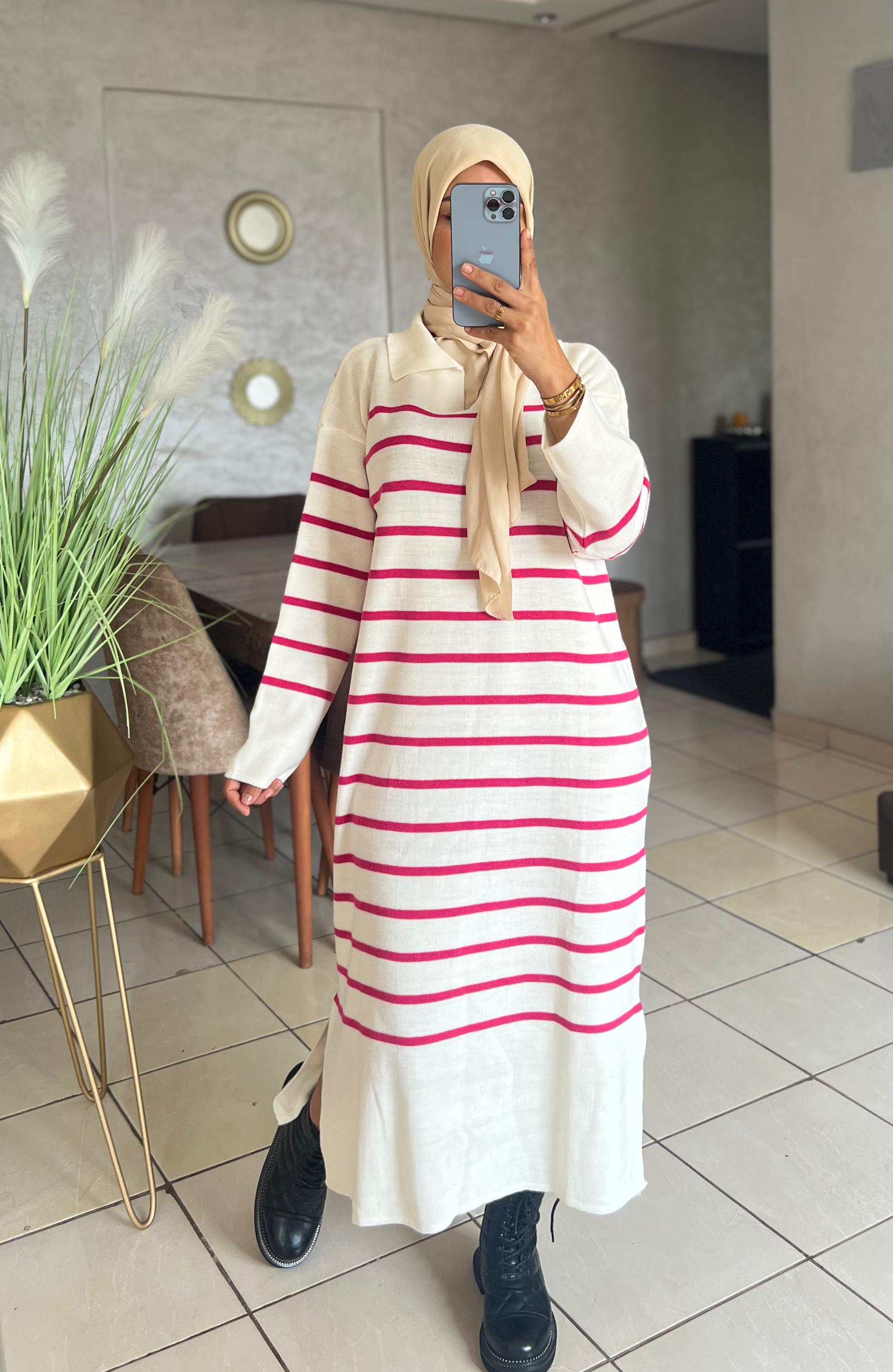 Robe en Laine à Rayures