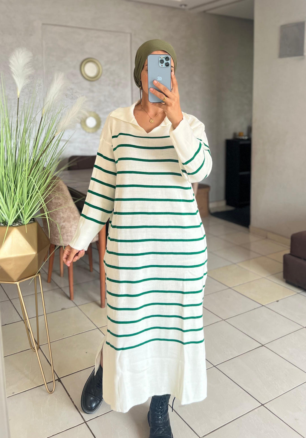 Robe en Laine à Rayures