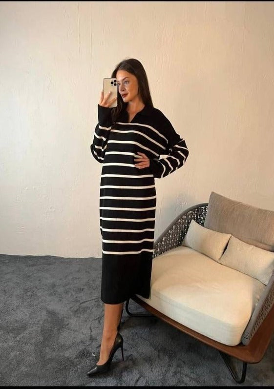 Robe en Laine à Rayures