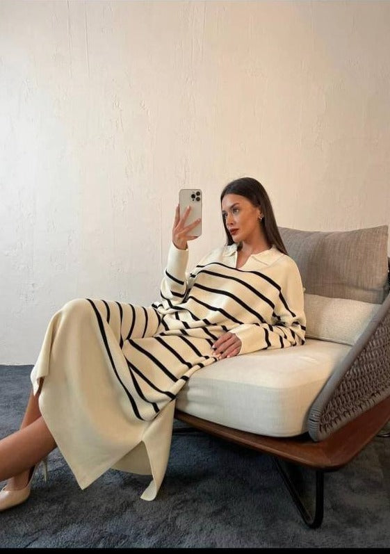 Robe en Laine à Rayures