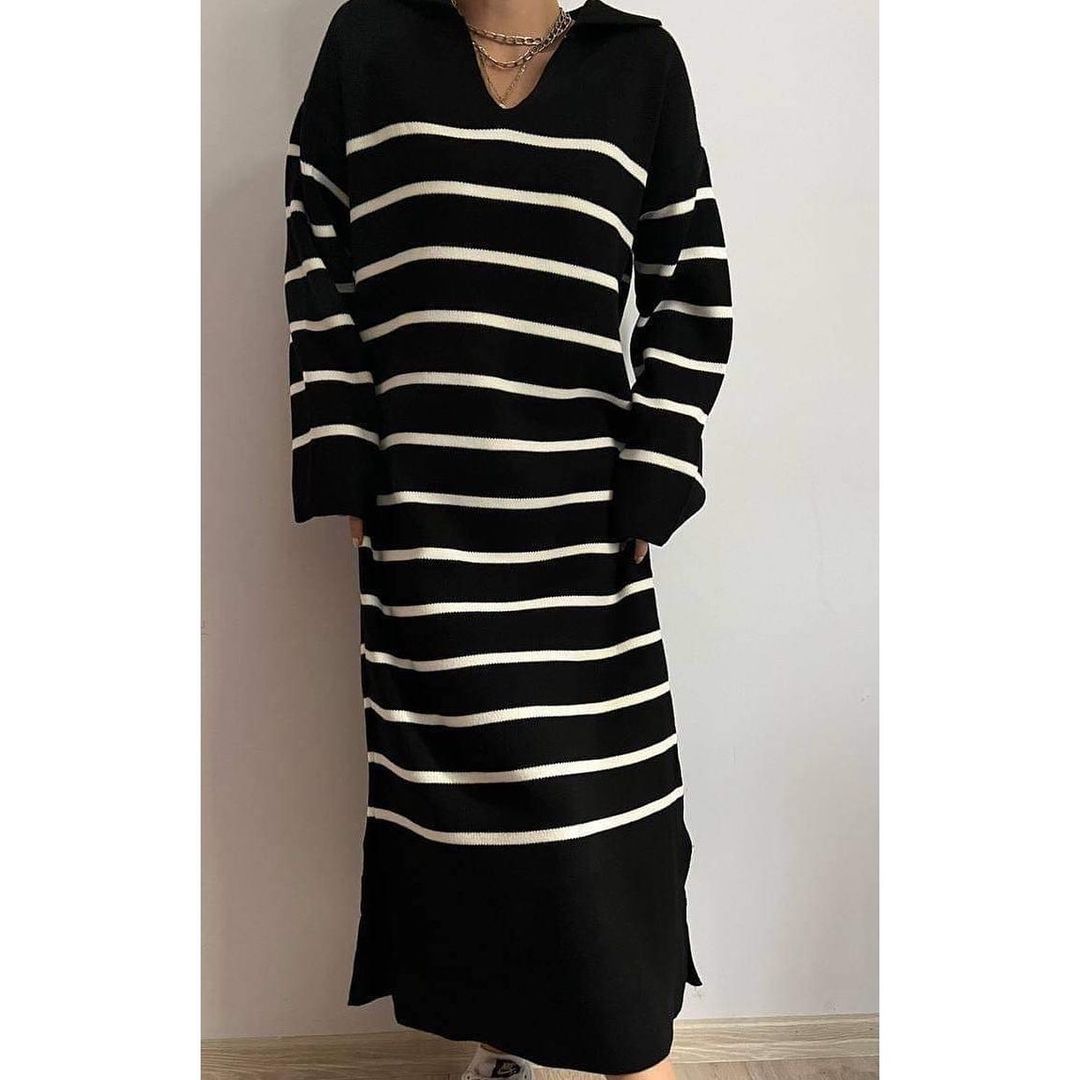 Robe en Laine à Rayures